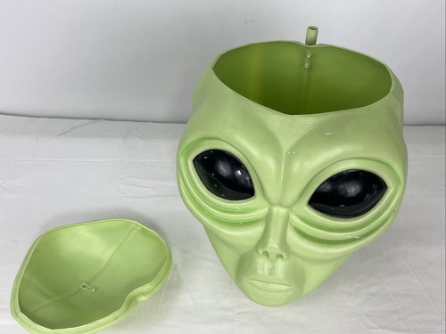 Vtg. 1997 Plastic 8.5" Alien Pops Green Alien Head Blow Mold Container Display - Picture 6 of 7
