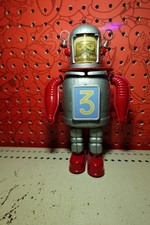 Tin Wind Up Mechanical Toy Robot Astro Scout untested no Key 9" tall