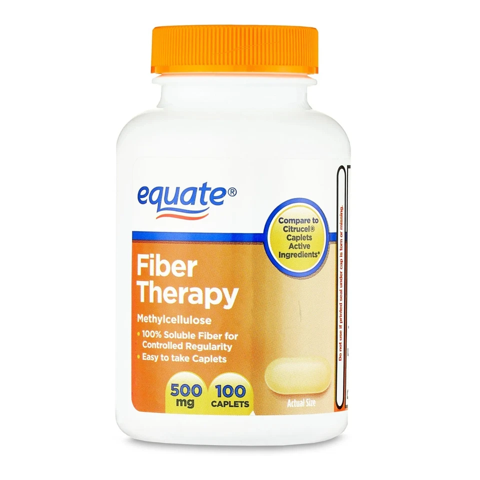 Каплеты метилцеллюлозы Equate Fiber Therapy, 500 мг, 100 штук 2 упаковки - Изображение 2 из 4