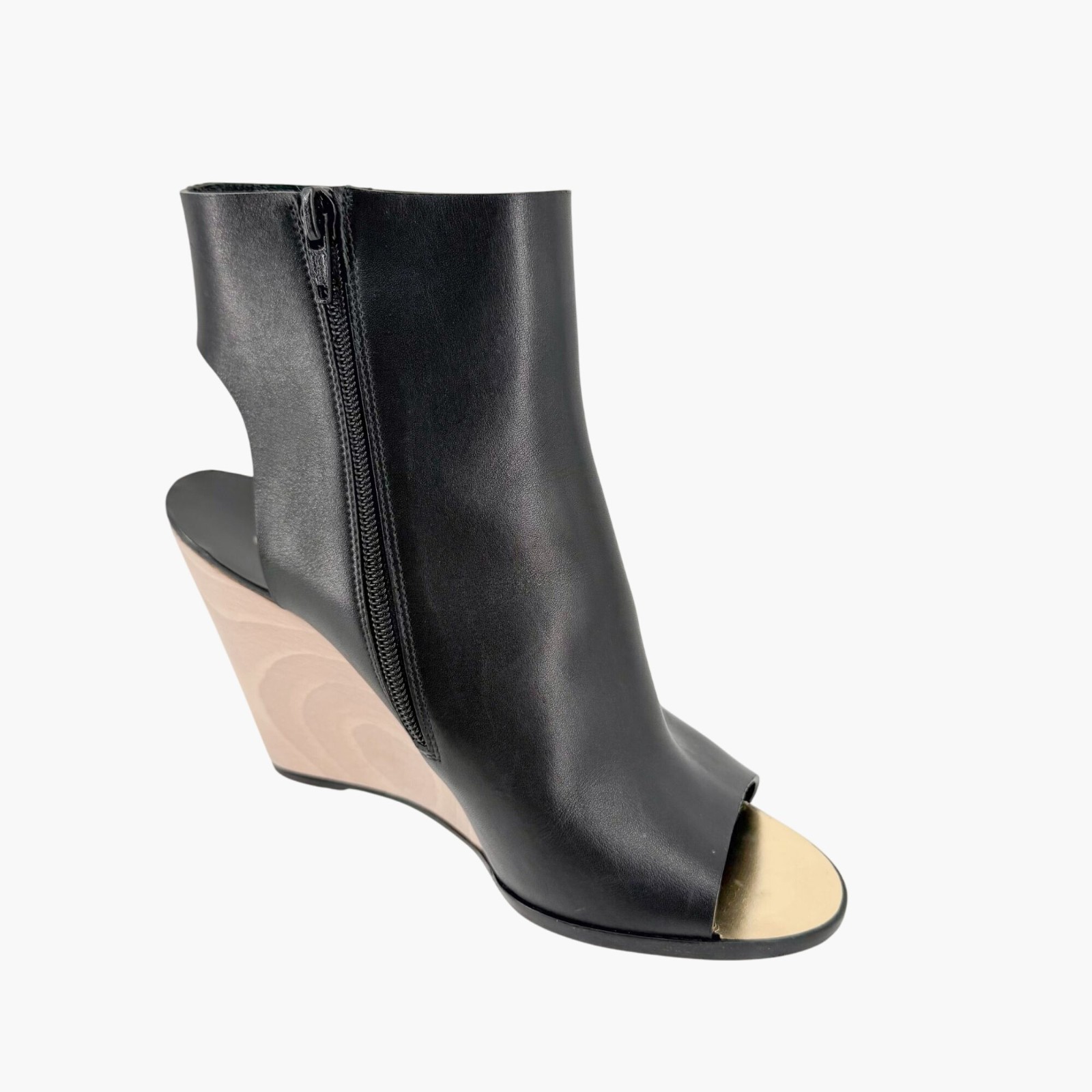 Chanel Black Leather Peep Toe CC Wedge Heel Ankle Booties Shoes Size 39 US 8–8.5 thumbnail 12