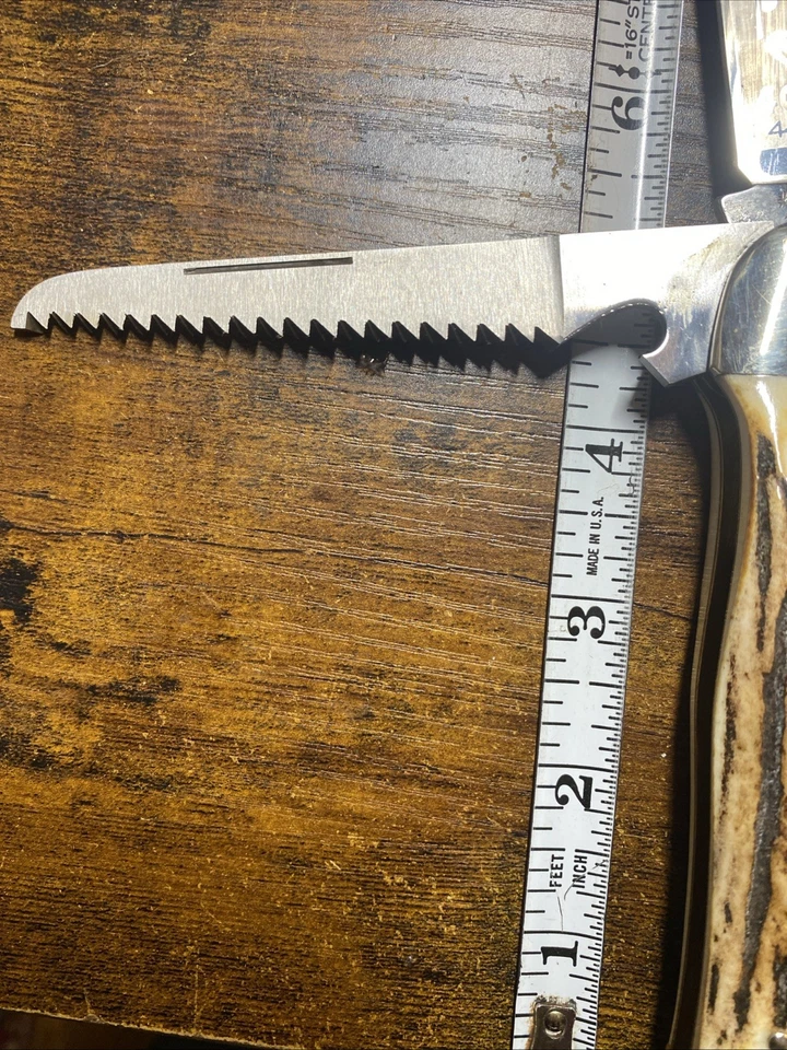 Cuchillo de Bolsillo Boker 4021-440C Hunter Doble Bloqueo Clip Hoja de Sierra Mango de Ciervo Foto 3 de 4