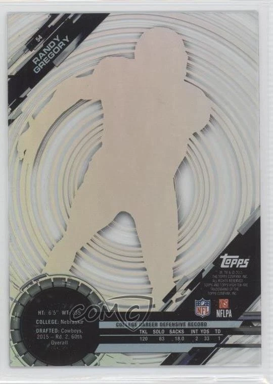 2015 Topps High Tek Pattern 2 Spiral/Dots Randy Gregory #54 Rookie RC - Image 2 of 2