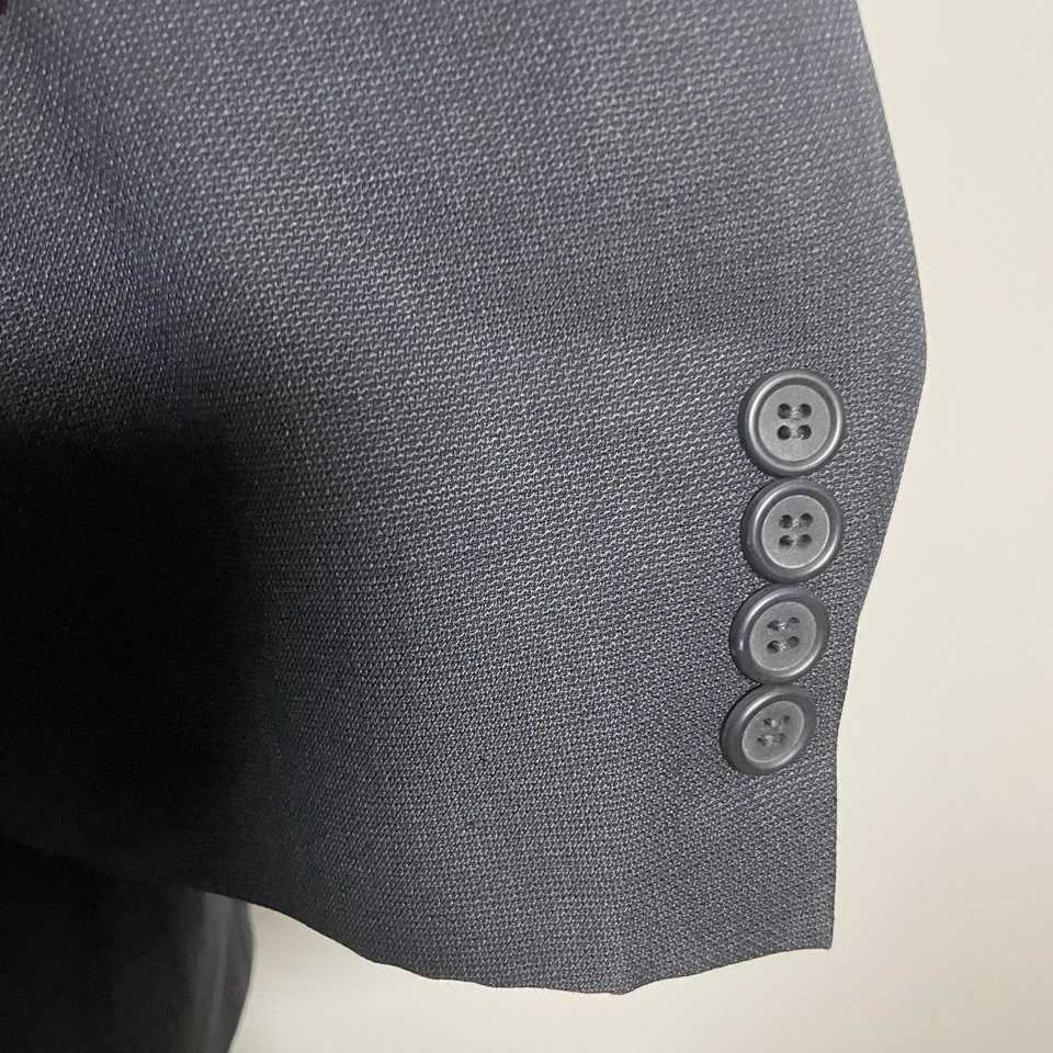 Abrigo deportivo Emanuel Ungaro para hombre 44R azul lana lisa suave texturizado tres botones Foto 4 de 4