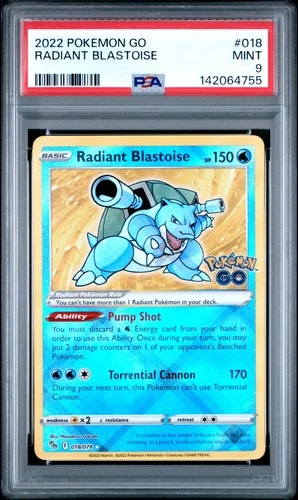 4755 Radiant Blastoise 2022 Pokemon Sword & Shield GO #018 PSA 9