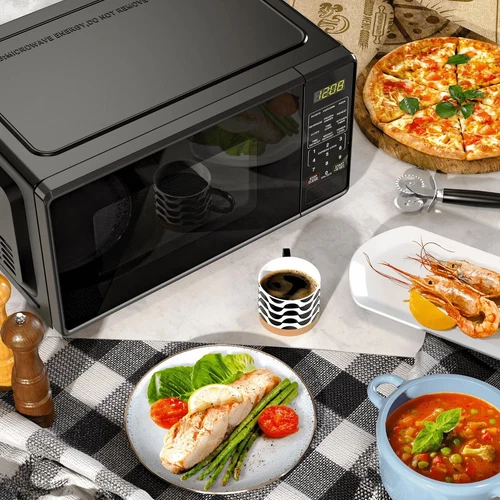 Black 0.7 Cu ft Countertop Microwave Oven, 700 Watts, Black - Picture 3 of 9
