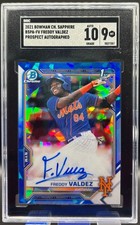 2021 Bowman Sapphire Chrome Prospects Auto Freddy Valdez #BSPA-FV AUTO SGC 10 9