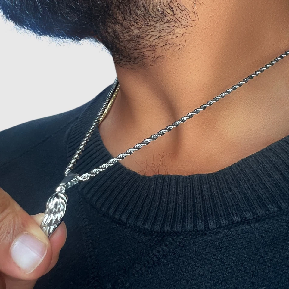 18K Gold Angel Wing Pendant Necklace 20” Spiritual Amulet Jewelry Gift Unisex - Image 4 of 4