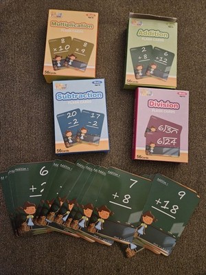 Spring Flower Mathematics Flash Cards Vintage ×+-÷= Math 4 Pack Set School RARE!