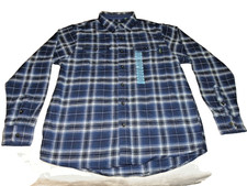 NWT Woolrich Shirt Jacket Lrgl Blue Plaid Flannel Side Pockets Outdoor Overshirt