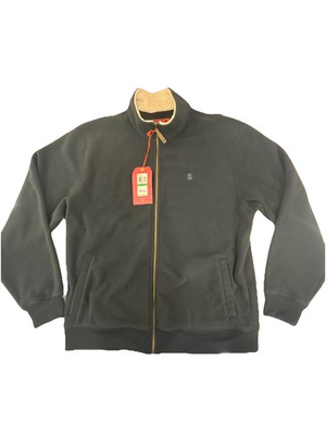 #ad NWT Izod Luxury Sport High Pile Fleece Full Zip in Stretch Limo Black $36.00