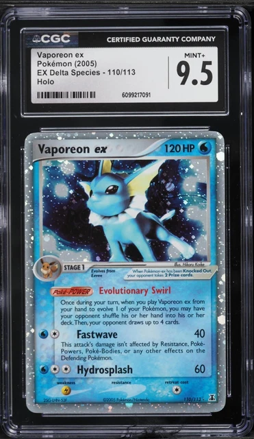 2005 Pokemon Ex Delta Species Holo Vaporeon Ex #110 CGC 9.5