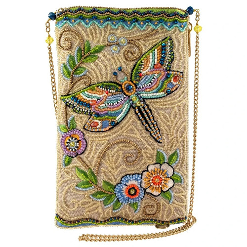 Brand New Mary Frances Soaring Spirit Beaded Dragonfly and Floral Crossbody Bag