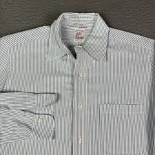 VINTAGE Brooks Brothers Makers Button Down Shirt Mens 14.5-2 Blue USA Made 80s