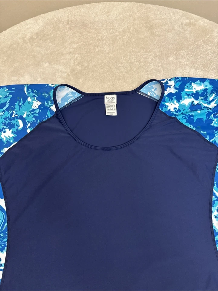 Camisa de natación MODLI para mujer azul marino protector contra erupciones floral manga corta talla 5X Foto 2 de 4