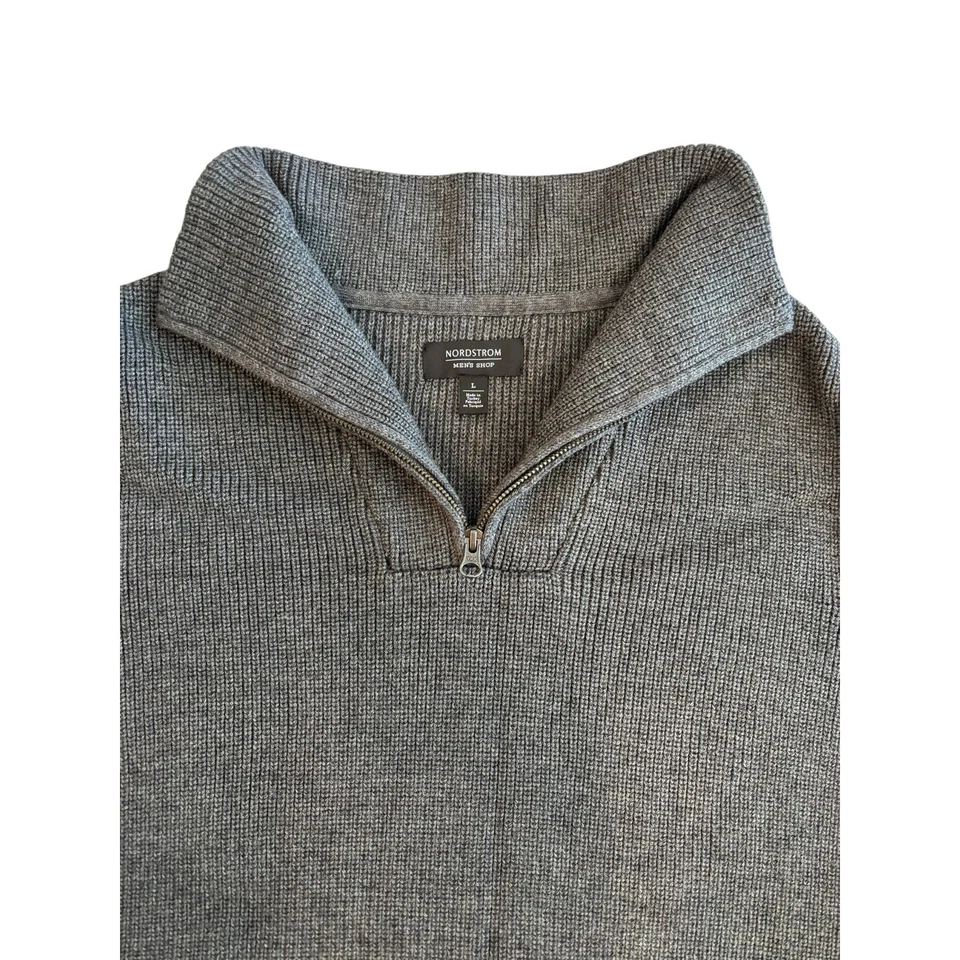 NORDSTROM MEN'S SHOP CABLE KNIT WOOL BLEND 1/2 ZIP SWEATER NWOT SIZE LARGE  - Image 3 of 4