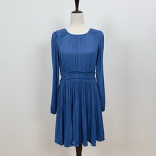 Maeve Anthropologie Dress Womens S Blue Jewel Tone Classic Pleated Preppy Dainty