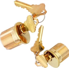 2PCS Brass Mortise Lock Cylinders 1-1/4" SC Keyway Standard Commercial Door Lock