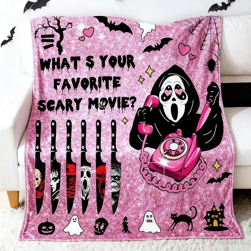 Halloween Ghost Fleece Throw Blanket Cozy Lightweight Gift Suitable