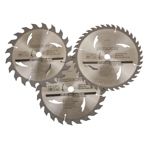 3 x Circular Saw Blades, 190mm x 16mm Bore Hole, 20T,24T,40T Blades TCT
