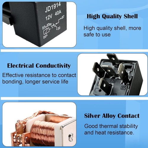 100PC 5Pin Car Automotive SPDT Relay Switch Harness Socket Waterproof 40A 12V DC - Picture 6 of 11