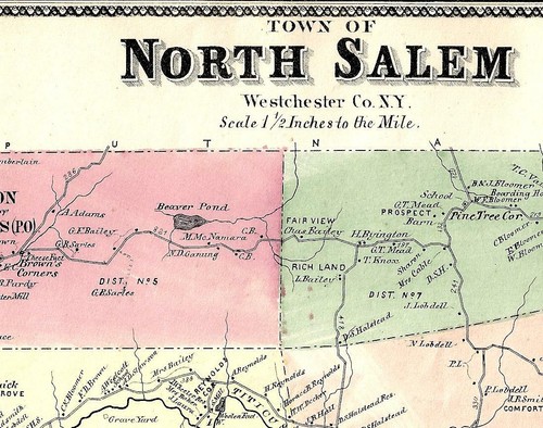 Vintage-Karte North Salem, NY., aus dem FW Beers Atlas von NY und Umgebung 1867