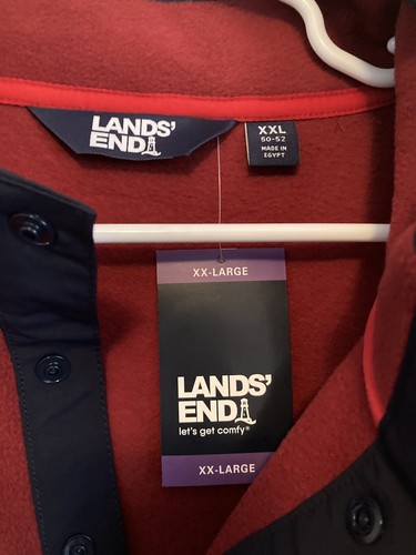Lands' End Men's Polar Fleece Pullover Size XXL Navy/Red NEW w/tag - 第 2/5 張圖片