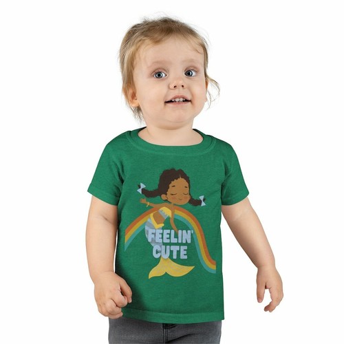 "Feelin' Cute" Dark-Haired Mermaid Toddler T-shirt - Picture 6 of 34