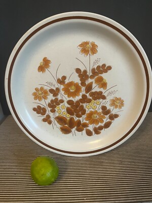 Burleigh＊Brown Calico＊Cake plate・* 【希少品】 Ekco Eterna Camelot Mellow Valley 10 3/4