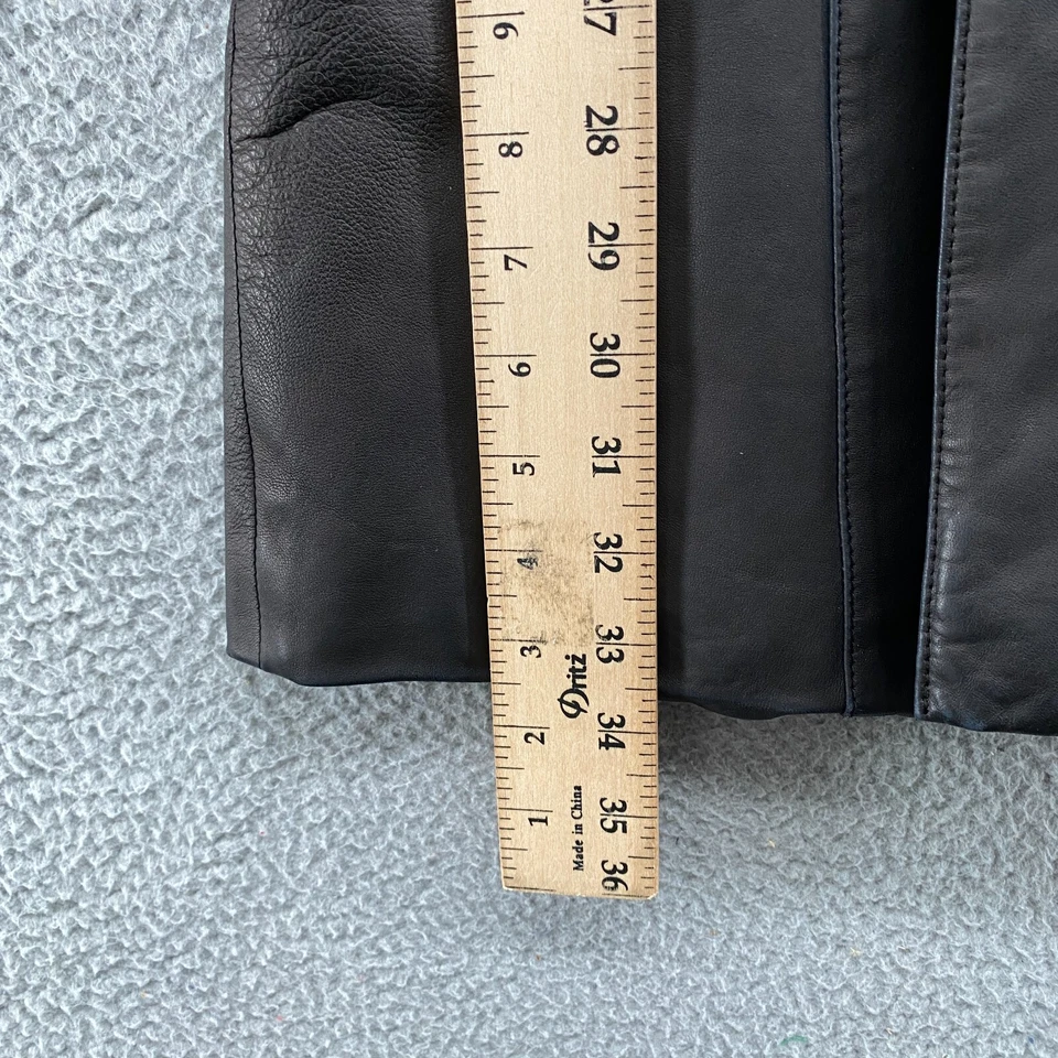 Michael Hoban North Beach Leather Jacket Womens 6 Black Long Sleeve Pea Coat - Image 3 of 4