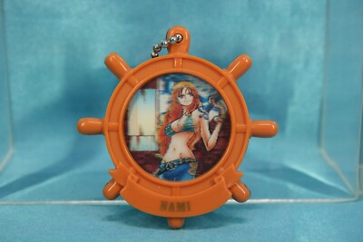 Toei One Piece 3D Helm Wheel Shape Logo Figure Charm Keychain Nami Cat Burglar