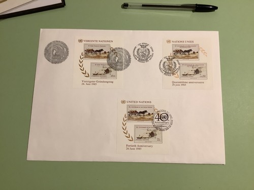 United nations 1985 large multi stamp cover item Ref A1867 - 第 1/5 張圖片