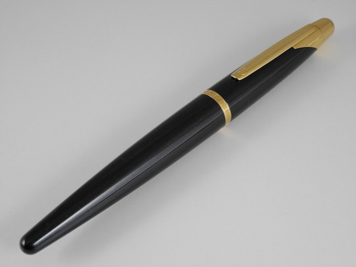 DunhillボールペンAD2000オールド dunhill AD2000 Metallic Black GT Fountain Pen M FREE SHIPPING