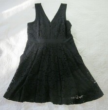 Free People Womens Dress Size S Black Lace Cut Out Back Skater Pockets