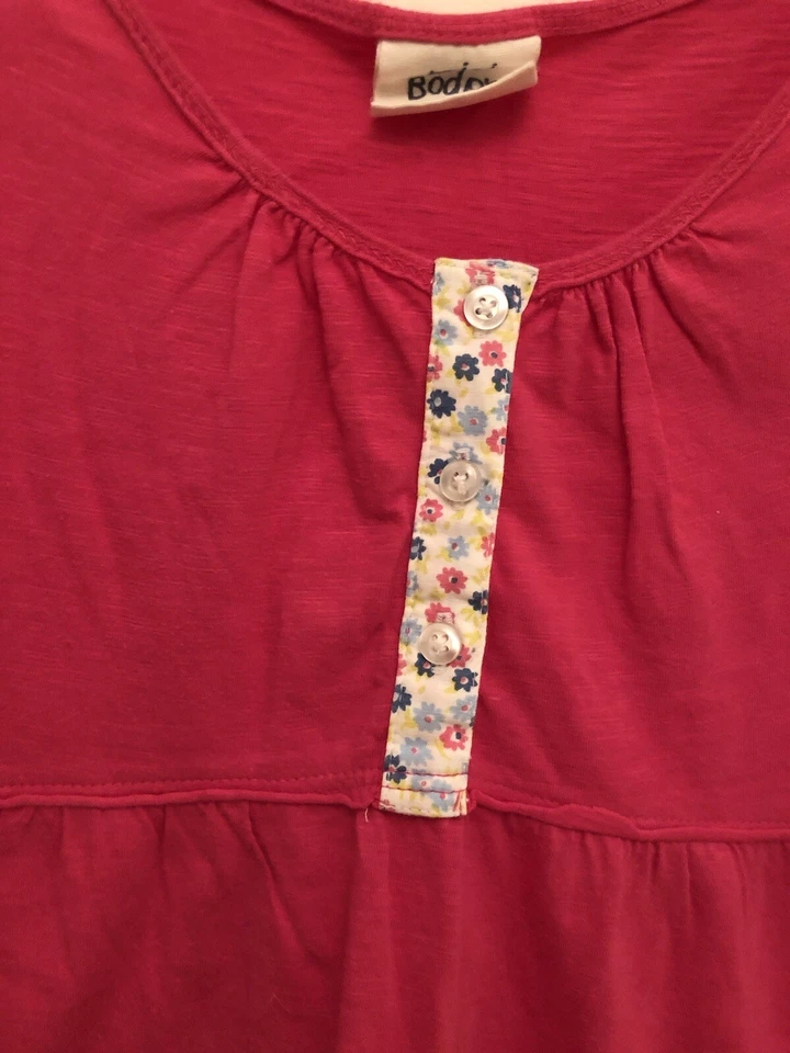 Mini Boden Deep Pink Floral Button Front Short Sleeve Top Tunic Size 9-10 Years - Image 3 of 4
