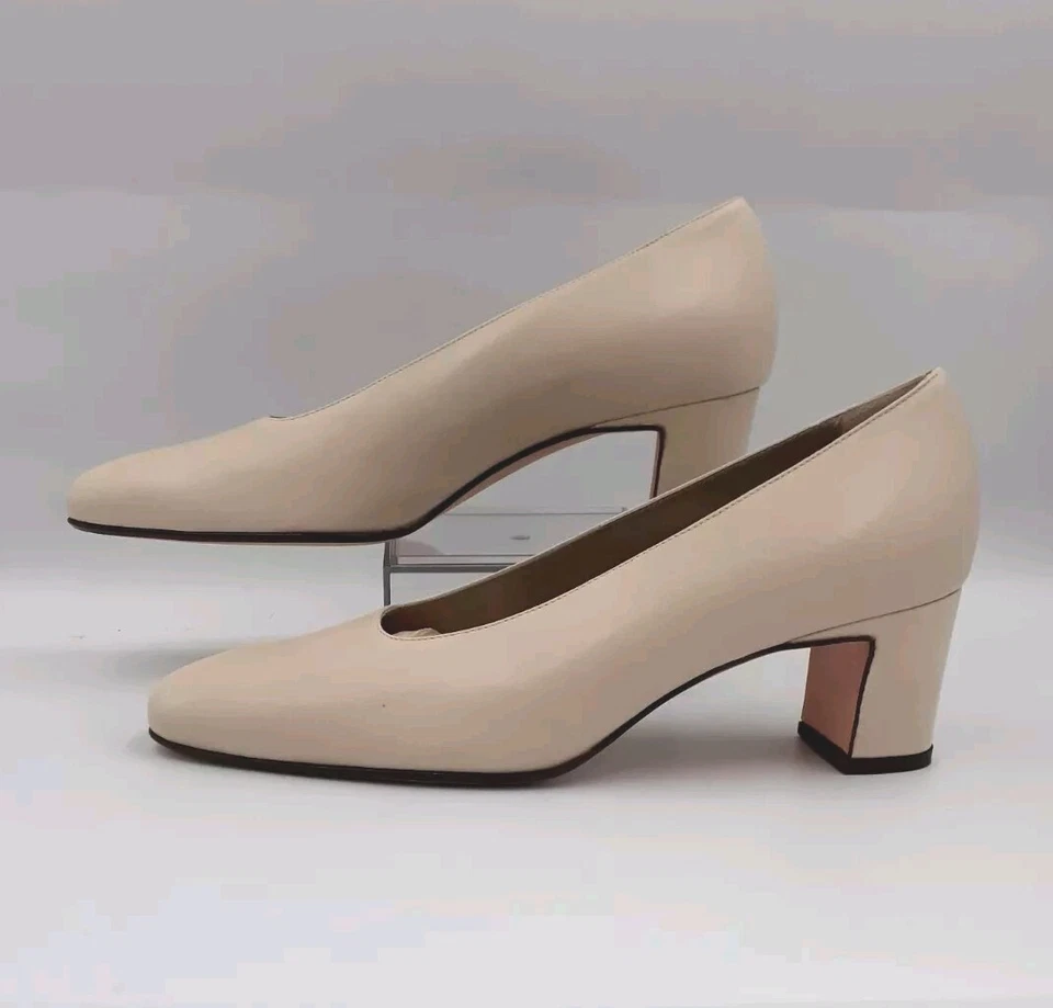 Zapatos de salón COLE HAAN vintage para mujer 6,5 M marfil clásicos de cuero hechos en Italia nuevos con caja Foto 4 de 4