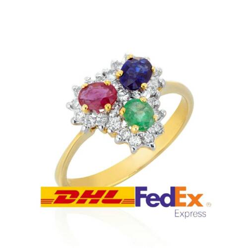 Sapphire Ruby Emerald Diamond Ring Jewelry 14K Lady Gemstones Variety Mix Match - 第 2/12 張圖片