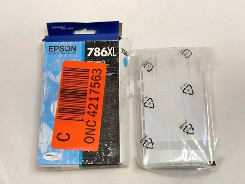 Genuine OEM Epson 786XL Cyan Ink Cartridge T786XL220 Box open INK Sealed 02/2024