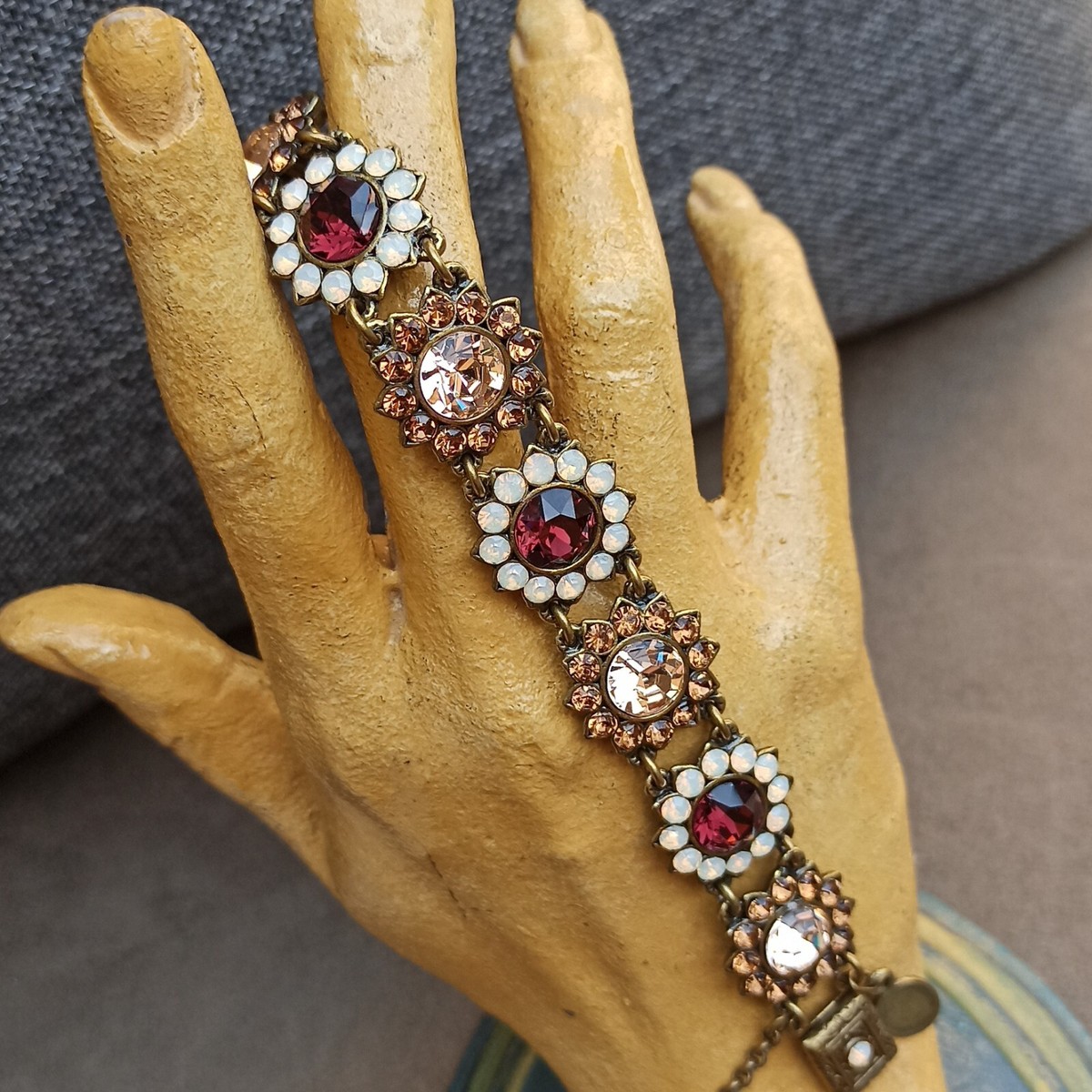Michal Negrin Bracelet & Swarovski Crystals Sun Flowers Art Deco
