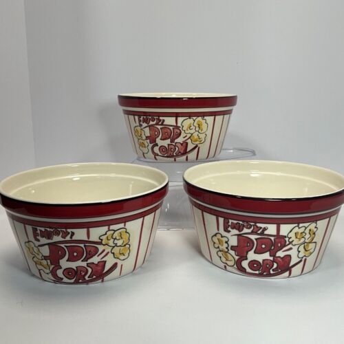 Tabletops Unlimited Popcorn Bowls Set, Ceramic, Movie Night, Snack Bowls - Picture 8 of 21