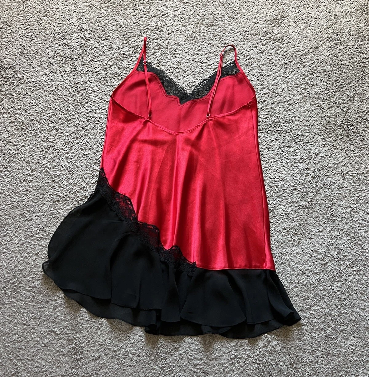 UNDERCOVER Abito slip Y2K vintage anni 90 medio rosso nero pizzo mini raso asimmetrico gotico