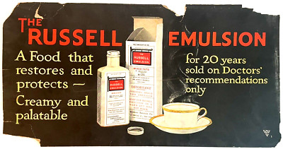 VTG Russell Standard Emulsion Co Health Medical Rx Advertising Cardboard Sign