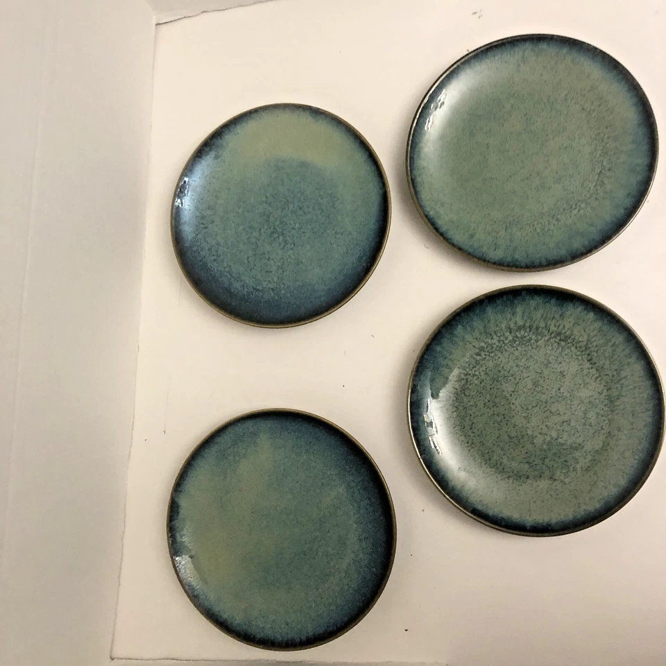 Platos de ensalada/postre de gres esmaltado reactivo Pier 1 azul Azzuro - Juego de 4 Foto 2 de 4