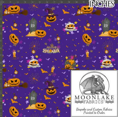 Halloween Kürbis und Gräber 100% Baumwolle 130 g/m² Nähstoff