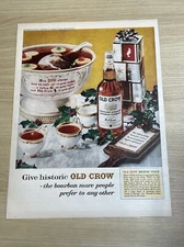 Old Crow Kentucky Straight Bourbon Whiskey Vintage 1961 Print Ad Life Magazine