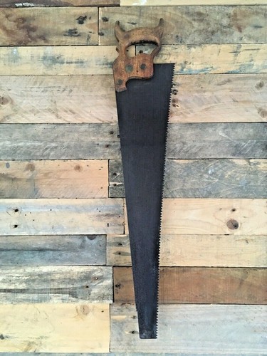 ANTIQUE c1860 THOMAS TURNER SHEFFIELD FARMERS 26" CROSS CUT HAND SAW & COVER - Picture 9 of 12