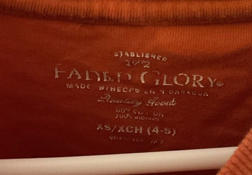 Naranja Desteñido Glory 4-5 XS Envejecido Manga Larga Escuela Exterior Foto 4 de 4