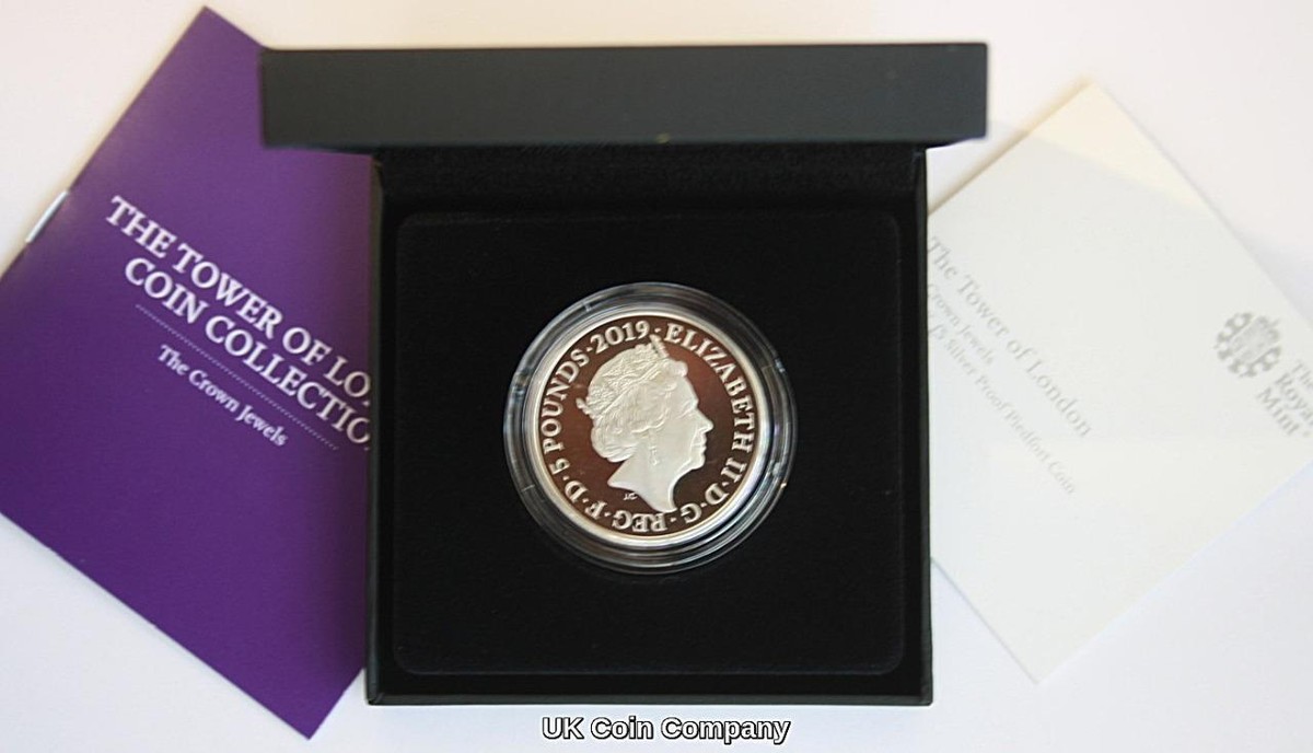 2019 Tower Of London The Crown Jewels Silver Proof Piedfort £5