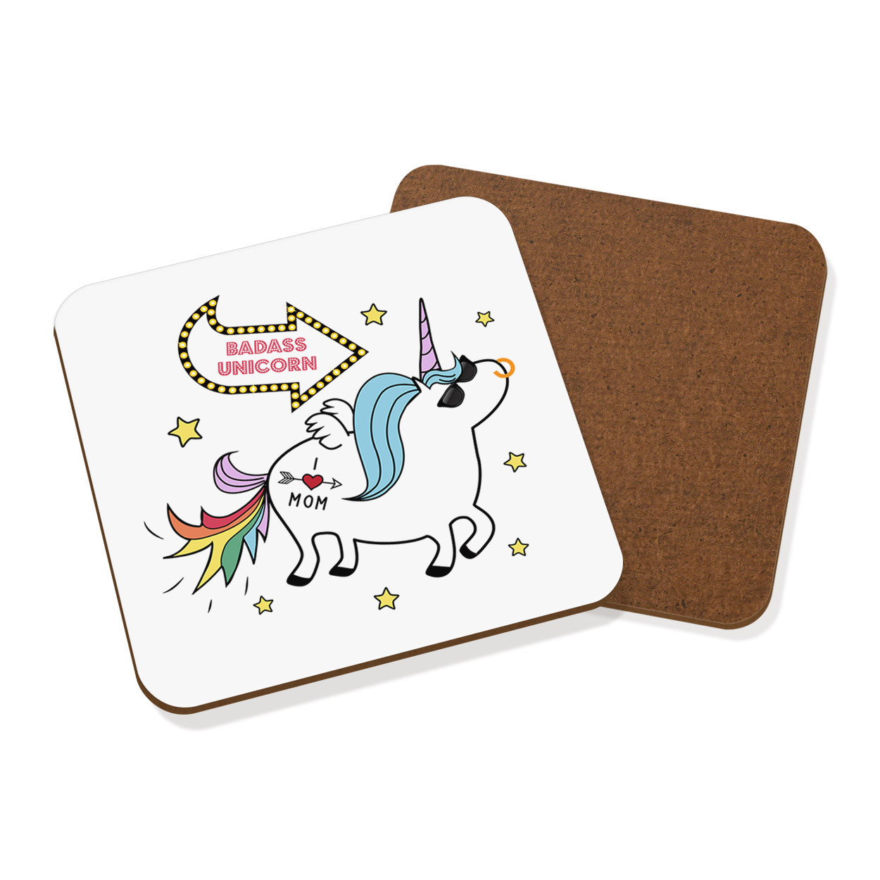 Badass Unicorn Coaster Drinks Mat - Funny