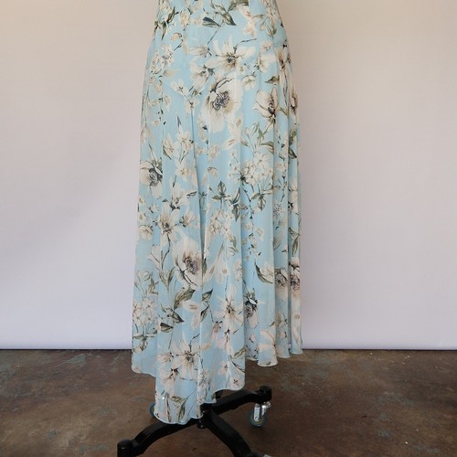 Abito midi vintage Y2K blu floreale taglia 6 S scollo a V taglio sbiadito fata capricciosa - Foto 8 di 10