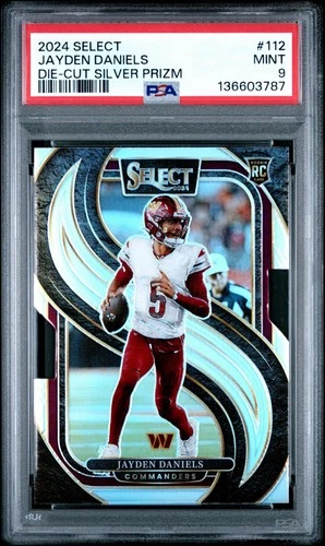 2024 PANINI SELECT 112 JAYDEN DANIELS DIE-CUT SILVER PRIZM PSA 9